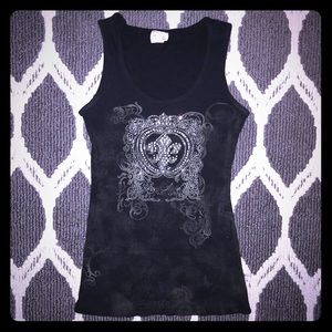 Girls Rhinestone black embellished tank top small